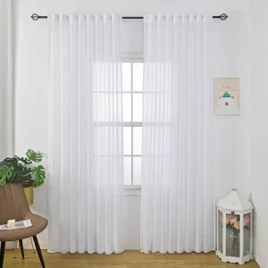 וילון שיפון השחלה גוטייה - לבן
