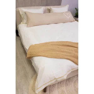 מצעי כותנה פרקל 250 חוט אלכסה - לבן זהב