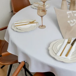 מפת שולחן גקארד דמוי פשתן וינה - לבן